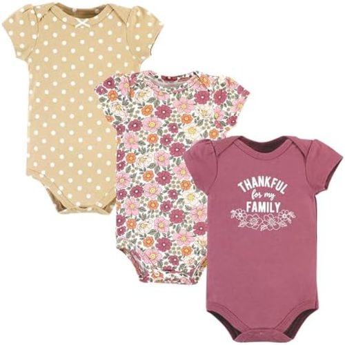 Hudson Baby baby-girls Cotton Bodysuits 3-pack