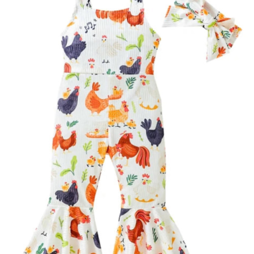 CHICKENS White Bellbottom Jumpsuit - Hazel & Bo