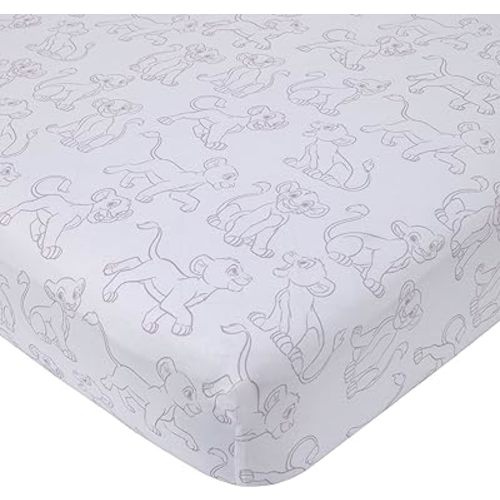 Disney Lion King - Wild About You Taupe and White Simba Fitted Crib Sheet