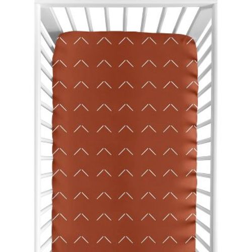 Sweet Jojo Designs Boy Girl Gender Neutral Unisex Baby Fitted Crib Sheet Diamond Tuft Collection Orange Ivory