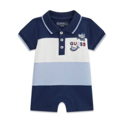 Baby Boys' Stretch Piquet Short-Sleeve Shortall