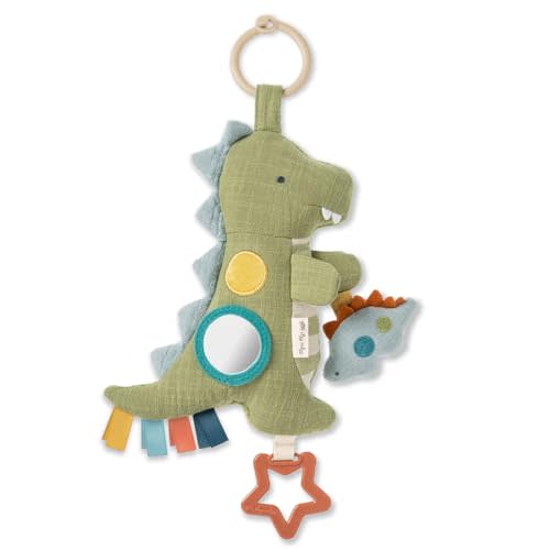 Itzy Ritzy Bitzy Traveler Car Seat & Stroller Toy for Babies  Developmental Sensory Toy Features Crinkle & Rattle Sounds & Multiple Textures Hanging Travel Toy for On-the-Go Entertainment (Dinosaur)