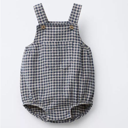 GINGHAM ROMPER - Navy blue | ZARA United States