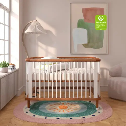 Cloud Convertible Crib - Newborn to Toddler (Walnut and White)