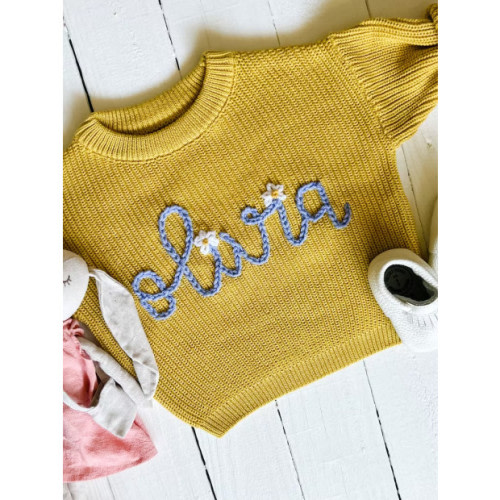 Personalized Hand Embroidered Baby Sweater