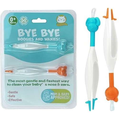 FYGAIN Baby Nose and Ear Cleaner, Safe Baby Booger Remover, Nose Cleaning Tweezers, Dual Earwax and Snot Removal, Infant, Rubber, B