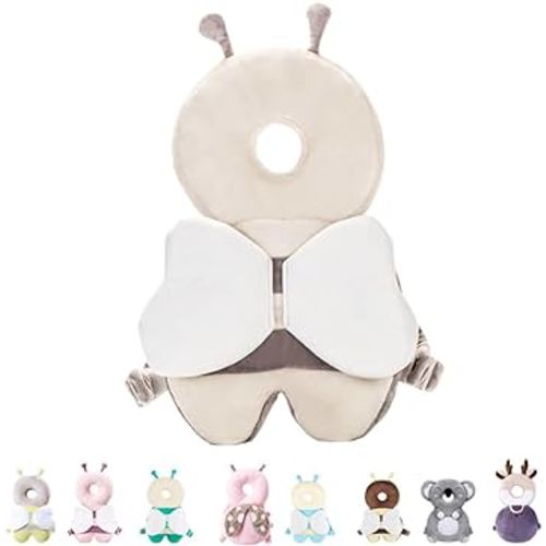 Baby Head Protector Backpack Pillow for Falling Crawling and Walking Toddler Essentials Infant Toys Helmets Baby Lover Gifts for 0.5-3 Years 6-12 Months (Beige_Bee)
