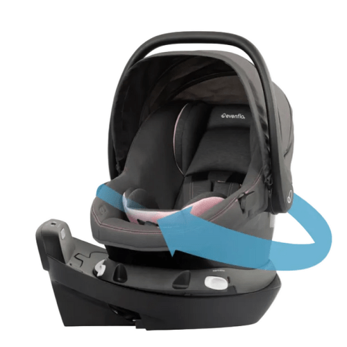 Evenflo Revolve180 LiteMax NXT Rotating Infant Car Seat with SensorSafe and Green & Gentle, 2024, Primrose Pink