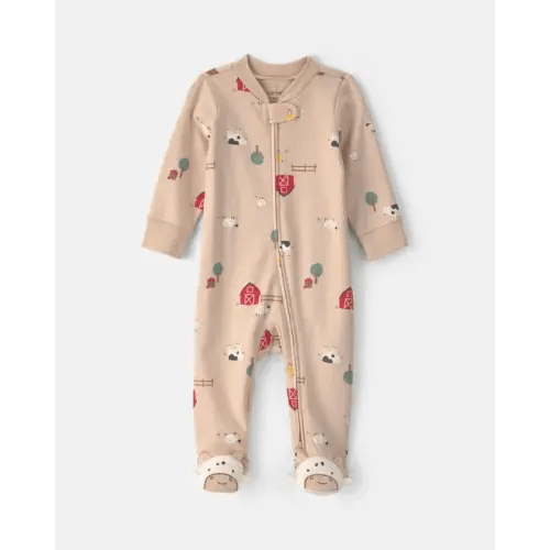 Baby Farm 100% Cotton 2-Way Zip Sleep & Play Pajamas - Beige | Carter's