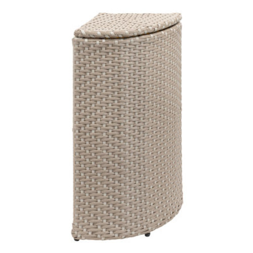 happimess Chloe 15.56-Gallon All-Weather Wicker/Metal Corner Hideaway Outdoor Trash Can | Wayfair