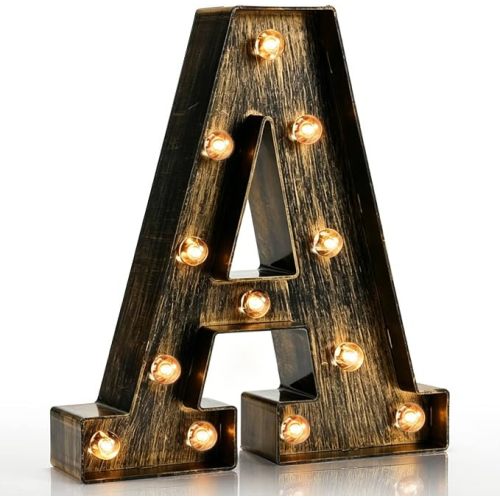 Pooqla Vintage Light Up Marquee Letters with Lights – Illuminated Industrial Style Lighted Alphabet Letter Signs - Coffee Bar Apartment Bedroom Wall Home Initials Decor A-Z