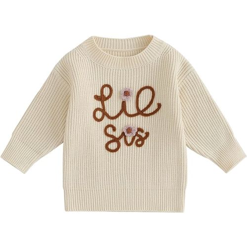 Big Sister Little Sister Matching Outfits Toddler Baby Girl Chunky Knit Sweater Warm Sweatshirt Knitted Fall Clothes