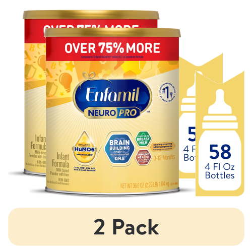 (2 pack) Enfamil NeuroPro Baby Formula, Brain Building Duo DHA & MFGM, Infant Formula Powder, 36.6 oz XL Value Can