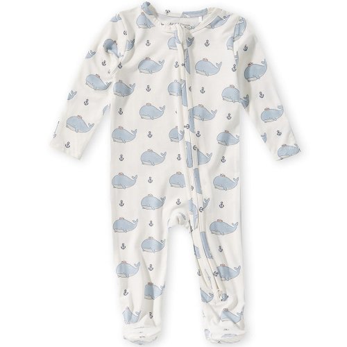 Angel Dear Baby Boys Bubbly Sailor Whales 2-Way Zipper Footie