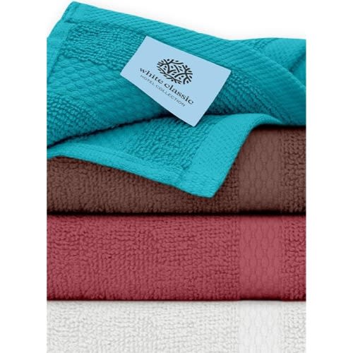 White Classic Luxury Cotton Washcloth 13x13 - Set of 12