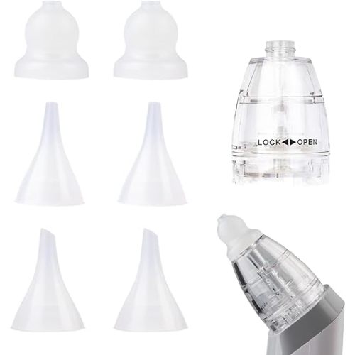 Nasal Aspirator Replacement Parts Compatible with GROWNSY, Watolt, LittleTora, HEYVALUE, Cocobela, HailiCare, KIDIRA, TEQIN, X-Bosak Electric Nose Sucker, Suction Chamber & 6pcs Silicone Tips