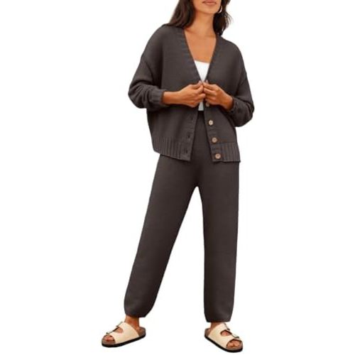 LILLUSORY Womens Cardigan Pants Sets 2 Piece Slouchy Sweater Loungewear