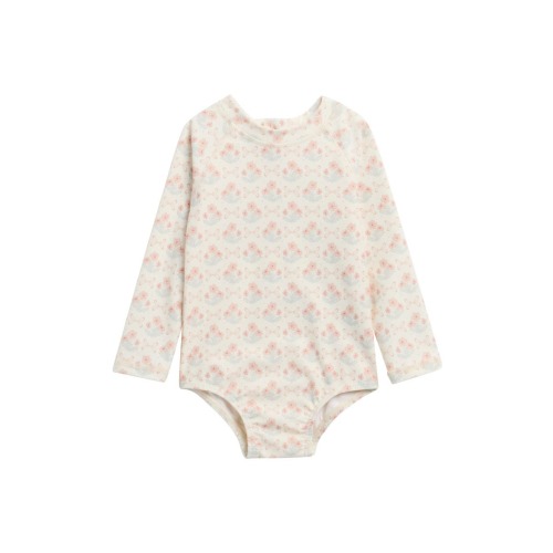 Delphine Floral Print One-Piece Rashguard Swimsuit