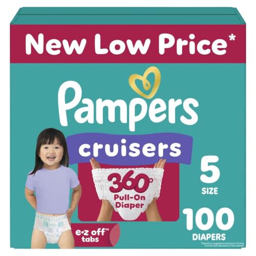 Pampers Diapers - Cruisers 360 - Size 5, 100 Count, Babyproof up to 100% Leakproof Pull-On Diaper