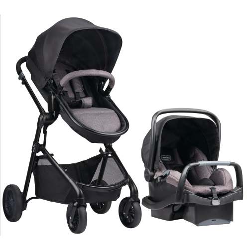 Evenflo Pivot Modular Travel System with LiteMax Infant Car Seat with Anti-Rebound Bar (Casual Gray) Casual Grey Stroller