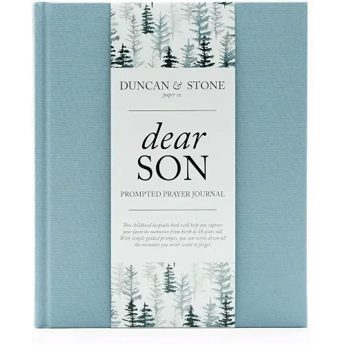 DUNCAN & STONE PAPER CO. Baby Memory Book - Childhood Memory Book For Milestones - Mom and Me Journal w/Prompts, Photos & More - Newborn Keepsake Gifts (Blue,230 Pages)