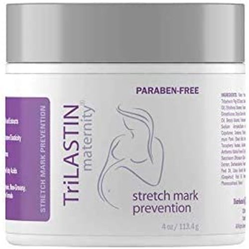 TriLASTIN Maternity Stretch Mark Prevention Cream (4 oz.) | All-Natural Scar Remover for Pregnant Women | Pregnancy and Postpartum Safe | Hypoallergenic and Paraben-Free | Skincare Gifts for Moms