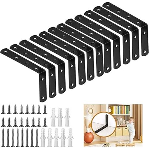 12 Pcs Furniture Wall Anchors Anti Tip Baby Proofing for Safety Securing 400 lbs Dresser Bookcase to Wall Heavy Duty Furniture Anchors Kit for Cabinet Dresser Bookshelf (12 Pack)