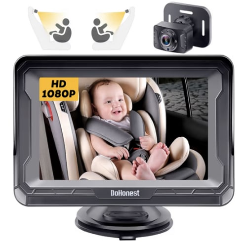 DoHonest Baby Car Camera HD 1080P - Rear-Facing Car Baby Monitor with Night Vision, Adjustable View Angle, Easy Setup, Anti-Glare Display, Safety for Kids & Infants