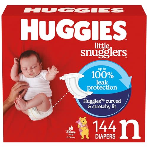 Huggies Size Newborn Diapers, Little Snugglers Baby Diapers, Size Newborn (up to 10 lbs), 144 Count, Packaging May Vary
