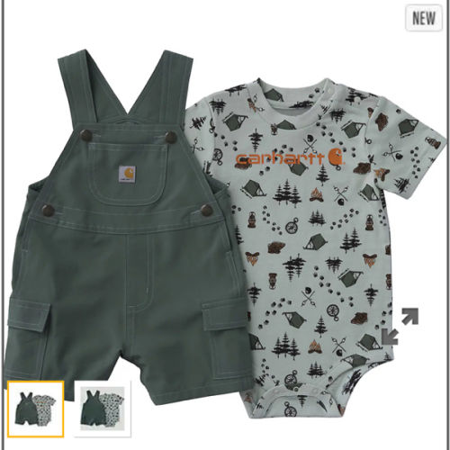 Boys' 2-Piece Short Sleeve Bodysuit & Cargo Pocket Shortall Set (Baby) | T-Shirts Under $35 | Carhartt