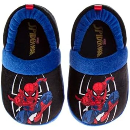 Marvel Spiderman Slipper Boots for Boys - The Amazing Spidey House Shoes Indoor Cozy Plush Slippers (sizes: 5-10 Toddlers / 11-12 Little Kids)