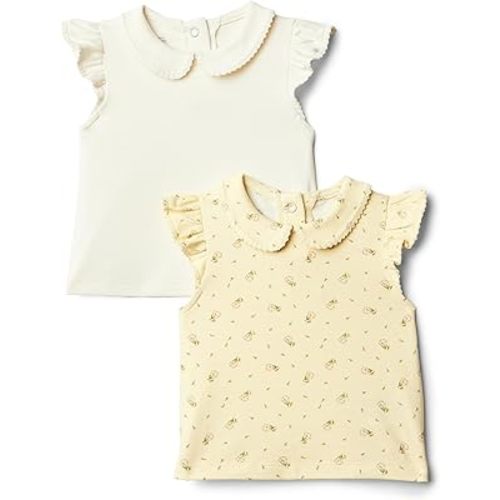 Amazon Essentials x Sofia Grainge Toddlers and Baby Girls' Short Sleeve Blouse, Pack of 2