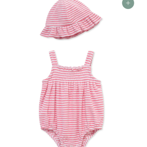 Stripe Terry Bubble & Hat, 12M