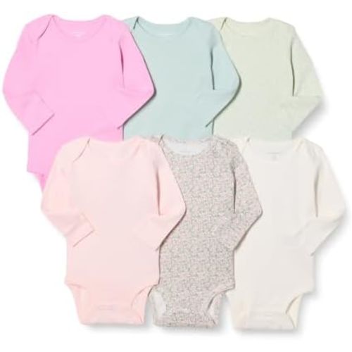 Amazon Essentials Unisex Babies' Long-Sleeve Cotton Bodysuits, Pack of 6