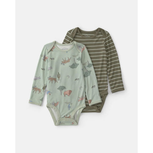 Baby Boy 2-Pack Desert PurelySoft™ Long-Sleeve Multipack Bodysuits - Green | Carter's