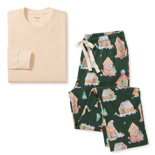 Gingerbread Houses Cotton PJ Set Mens | Burt’s Bees Baby® – Burt's Bees Baby