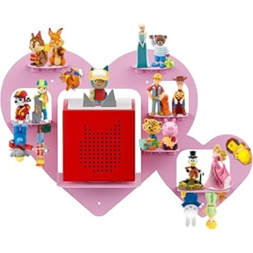 Metal Bracket for Toniebox,Floating Shelf for Tonies Figures 15-20pcs Storage,Wall Mounted Brackets for Toniebox Player,Children's Room Decorations and Gifts (Pink)