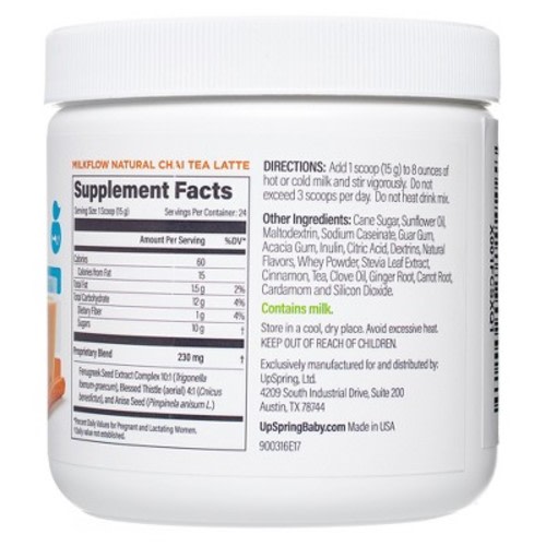 Milkflow Fenugreek + Blessed Thistle Chai Tea Latte Breastfeeding Supplement Drink -12.7oz