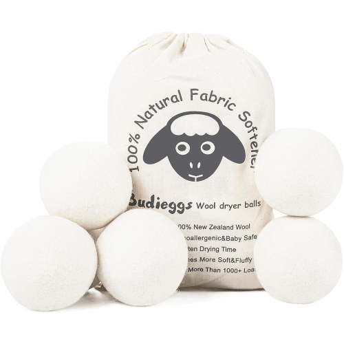 Wool Dryer Balls Organic XL 6-Pack, 100% New Zealand Wool Chemical Free Fabric Softener for 1000+ Loads, Baby Safe & Hypoallergenic, Fabrics Soft and Fluffy Naturally