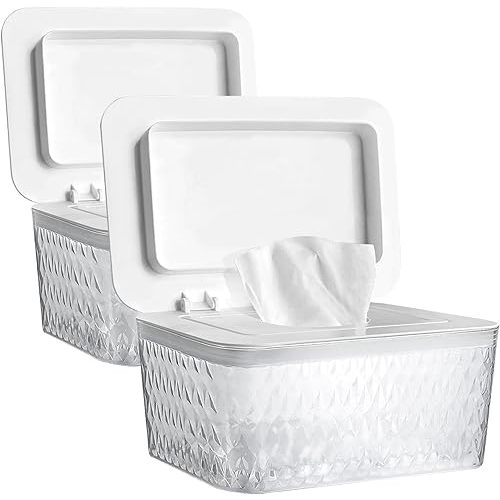 2 Pack Wet Baby Wipes Dispenser - Large Capacity Wipe Holder Seal-Designed Dust-Proof Wet Wipes Container Keep Diaper Wipes Fresh
