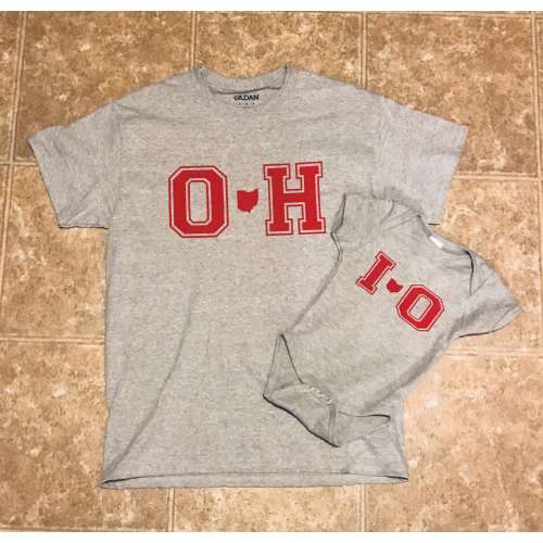 Grey Ohio State Matching Shirt Set: Parent & Child Buckeye Apparel