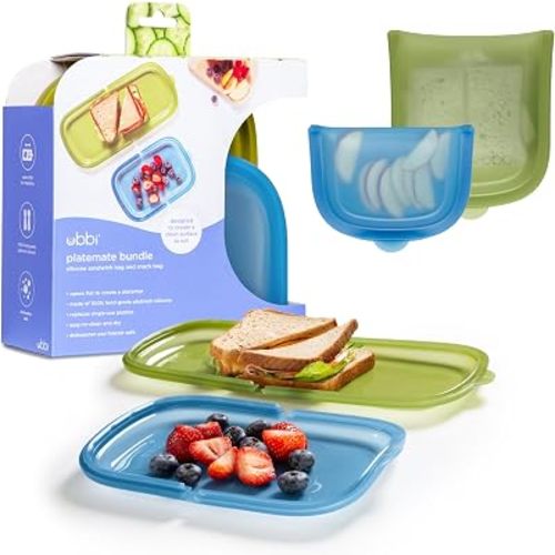 Ubbi Platemate Reusable Silicone Storage Bag, Olive & Juniper