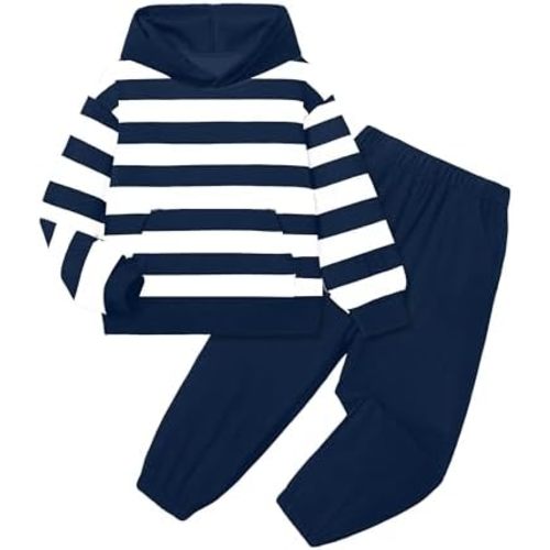 NECIOUS Toddler Baby Boy Clothes Long Sleeve Color Block Striped Hoodie Sweatshirt Corduroy Pants Fall Winter Outfits 1-4T
