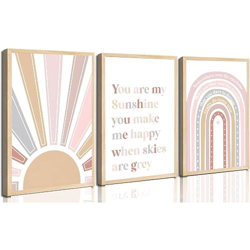 KTVSKKKW 3 Pcs Boho Nursery Canvas Wall Art Unframed