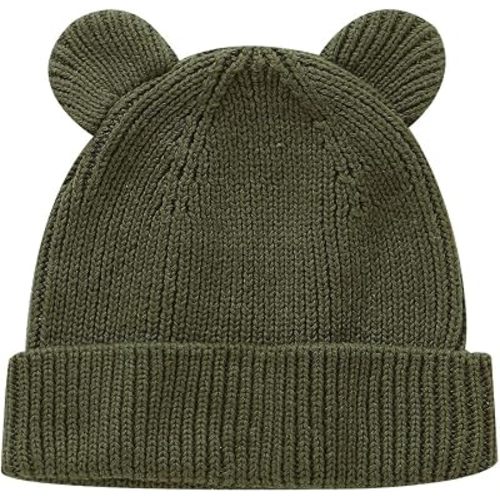 Hadetoto Cotton Baby Beanie Winter Knitted Hat with Bear Ear