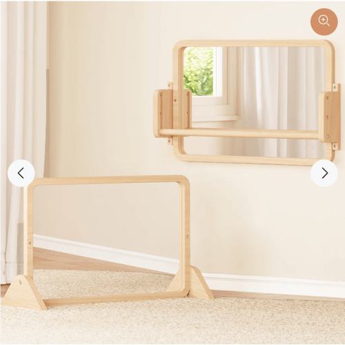 Woodtoe 3-in-1 Montessori Mirror with Bar, Adjustable Toddler Mirror &