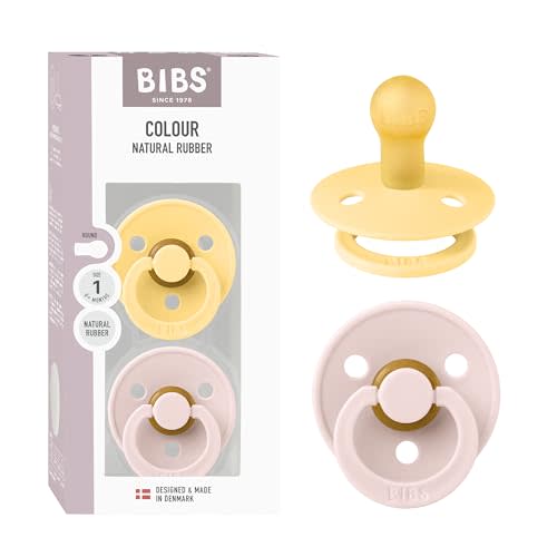 Bibs Pacifiers Color Collection, Set of 2 BPA-Free Latex Pacifiers Made in Europe, Round Nipple Baby Pacifier.
