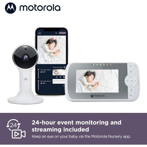 Open Box Motorola VM64 Connect 4.3” Full HD Wi-Fi Video Baby Monitor for Ages 0-3