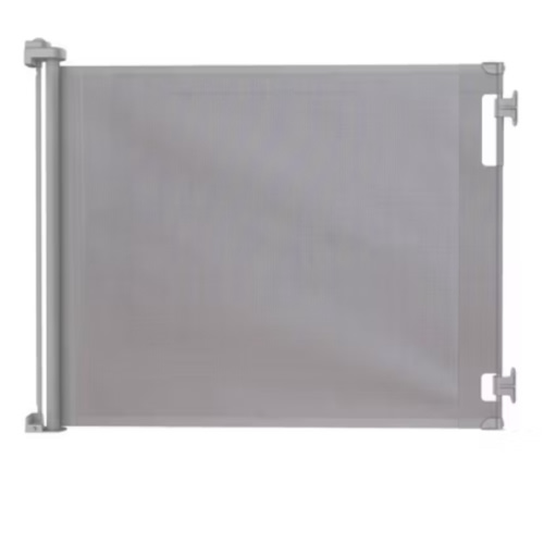 Retractable Baby Gate Perma Child Safety 33" Tall x 71” Wide, Mesh, for Stairs, Doorways, Dogs, Pets, Indoor, Outdoor, One-Handed Operation, Locking, Easy Install, Hardware Mount, Gray