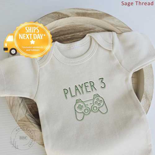 Embroidered Gaming Player ONESIES® Brand, Father's Day Gift Onesies®, Game Onesie®, Husband Pregnancy Announcement, Custom Onesie®, J12